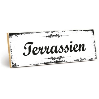 Holzschild "Terassien" – Dekoschild aus Holz 30x10 cm