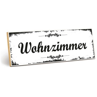 Holzschild "Wohnzimmer" – Dekoschild aus Holz 30x10 cm