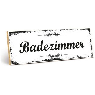 Holzschild "Badezimmer" – Dekoschild aus Holz 30x10 cm