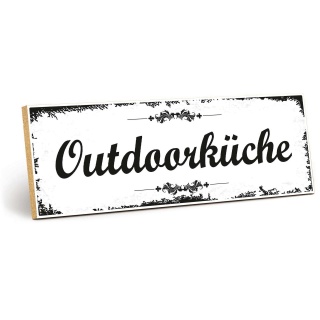 Holzschild "Outdoorküche" – Dekoschild aus Holz 30x10 cm