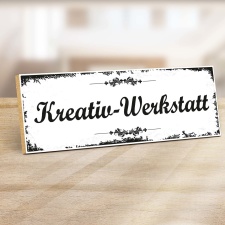 Holzschild "Kreativ-Werkstatt" –...