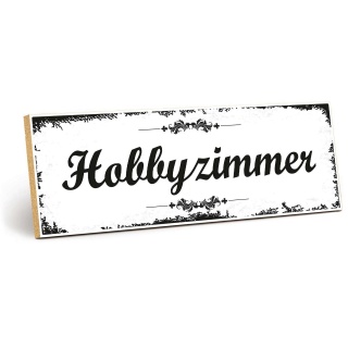 Holzschild "Hobbyzimmer" – Dekoschild aus Holz 30x10 cm
