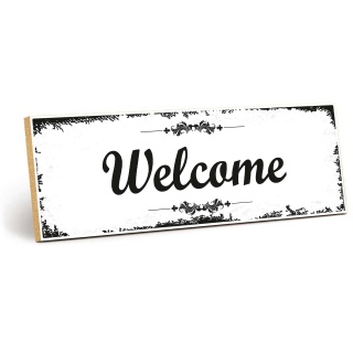 Holzschild "Welcome" – Dekoschild aus Holz 30x10 cm