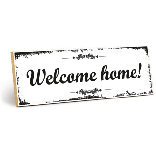 Holzschild "Welcome home!" – Dekoschild aus Holz 30x10 cm