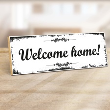 Holzschild "Welcome home!" – Dekoschild...