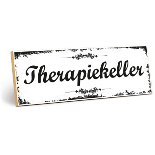 Holzschild "Therapiekeller" – Dekoschild aus Holz 30x10 cm