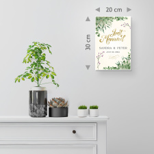 Holzschild "Just married" – Dekoschild mit Ihrem Wunschtext/Wunschnamen für die Hochzeit aus Holz 20x30 cm inkl. Wandhalterung