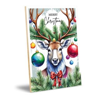 Holzschild "Weihnachtliches Rentier" – Dekoschild aus Holz 20x30 cm