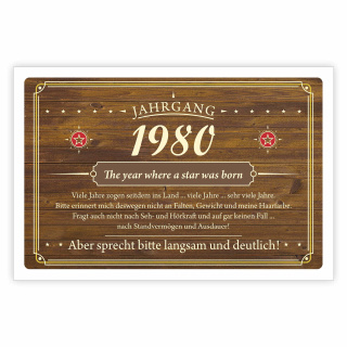 Schild "Jahrgang" mit eigener Jahreszahl – Ihre individuelle Geschenkidee auf Alu-Verbund