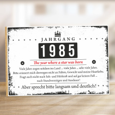 Deko-Holzschild "Jahrgang" mit Wunschtext 20 x...