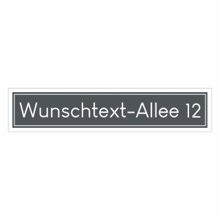 Straßenschild mit Wunschtext grau– 52x11 cm – Individuelles Alu-Verbundschild