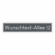 Straßenschild mit Wunschtext grau– 52x11 cm...