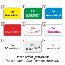 Schild mit Wunschtext, Farben Schriftart und...
