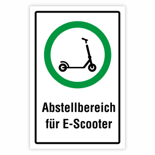 "Abstellbereich für E-Scooter" – Hochwertiges Hinweisschild für den Außenbereich