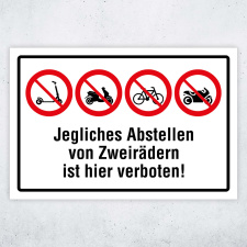 "Abstellen von Zweirädern verboten" – Hochwertiges Hinweisschild für den Außenbereich 450 x 300 mm (Empfohlene Mindestgröße)