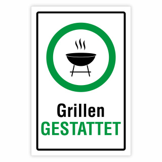 "Grillen gestattet" – Hochwertiges Hinweisschild für den Außenbereich