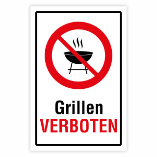 "Grillen verboten" – Hochwertiges Hinweisschild für den Außenbereich