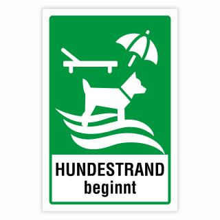 "Hundestrand beginnt" – Hochwertiges Hinweisschild für den Außenbereich