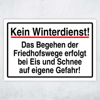 "Kein Winterdienst - Friedhof" – Hochwertiges Hinweisschild für den Außenbereich