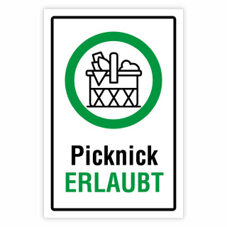 "Picknick erlaubt" – Hochwertiges Hinweisschild für den Außenbereich