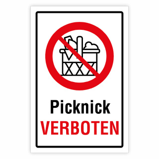 "Picknick verboten" – Hochwertiges Hinweisschild für den Außenbereich
