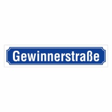 Straßenschild "Gewinnerstraße"...