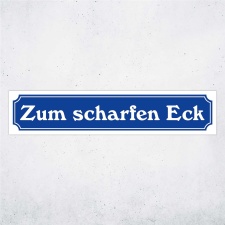 Straßenschild "Zum scharfen Eck" –...