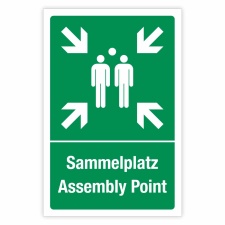 Schild Sammelplatz Assembly Point Sammelpunkt Fluchtweg 3...
