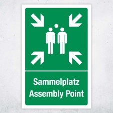 Schild Sammelplatz Assembly Point Sammelpunkt Fluchtweg 3...