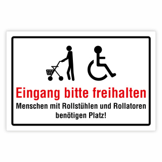 "Eingang bitte freihalten – Barrierefreier Zugang" – Hochwertiges Schild für den Außenbereich
