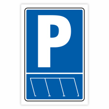 "Parkplatzschild für 3 Parkbuchten rechts"...