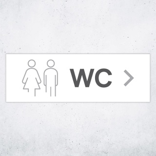 Schild "WC rechts"  –  Hochwertiges Hinweisschild im modernen Design für den Außenbereich 3 mm Alu-Verbund 30 x 10 cm
