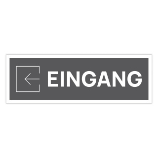 Schild "Eingang links grau hinterlegt"  –  Hochwertiges Hinweisschild im modernen Design für den Außenbereich 3 mm Alu-Verbund 30 x 10 cm