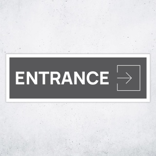Schild "Entrance rechts grau hinterlegt"  –  Hochwertiges Hinweisschild im modernen Design für den Außenbereich 3 mm Alu-Verbund 30 x 10 cm