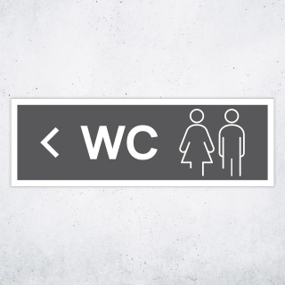 Schild "WC links grau hinterlegt"  –  Hochwertiges Hinweisschild im modernen Design für den Außenbereich 3 mm Alu-Verbund 30 x 10 cm