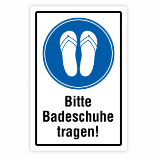 Bitte Badeschuhe tragen! – Hochwertiges Aluverbund-Schild für den Außenbereich