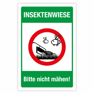 Insektenwiese – Bitte nicht mähen (mit Bienen-Symbol) – Hochwertiges Aluverbund-Schild für den Außenbereich