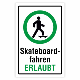 Skateboardfahren erlaubt – Hochwertiges Aluverbund-Schild für den Außenbereich