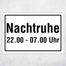 Nachtruhe 22:00 - 07:00 Uhr – Hochwertiges Schild für den Außenbereich 3 mm Alu-Verbund 450 x 300 mm
