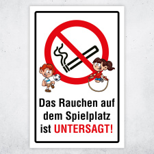 Das Rauchen auf dem Spielplatz ist untersagt – Hochwertiges Schild für den Außenbereich 3 mm Alu-Verbund 450 x 300 mm