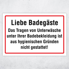 Hinweis für Badegäste – Hochwertiges Schild für den Außenbereich 3 mm Alu-Verbund 300 x 200 mm
