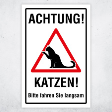 Achtung Katzen – Hochwertiges Schild für den...