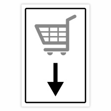 Einkaufswagen mit Pfeil – Hochwertiges Schild...