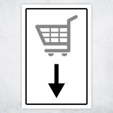 Einkaufswagen mit Pfeil – Hochwertiges Schild...
