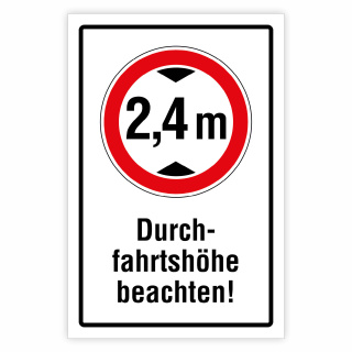 Durchfahrtshöhe beachten – Hochwertiges Schild für den Außenbereich 3 mm Alu-Verbund mit Wunschtext