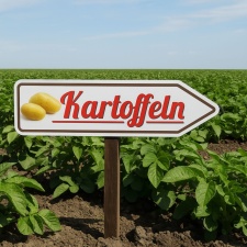 Pfeilschild „Kartoffeln“ – Hochwertiges Schild für den Außenbereich 3 mm Alu-Verbund in Pfeilform