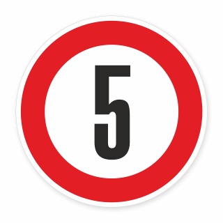 Schild „Zulässige Höchstgeschwindigkeit 5 km/h“ – Alu-Verbund 3 mm rund (Ø30 cm / Ø40 cm)