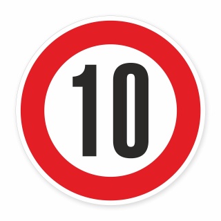 Schild „Zulässige Höchstgeschwindigkeit 10 km/h“ – Alu-Verbund 3 mm rund (Ø30 cm / Ø40 cm)