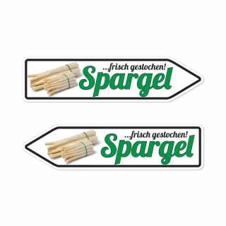 Pfeilschild "Spargel …frisch gestochen!" – Hochwertiges Schild für den Außenbereich 3 mm Alu-Verbund in Pfeilform