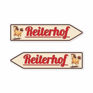 Pfeilschild "Reiterhof" – Hochwertiges Schild für den Außenbereich 3 mm Alu-Verbund in Pfeilform